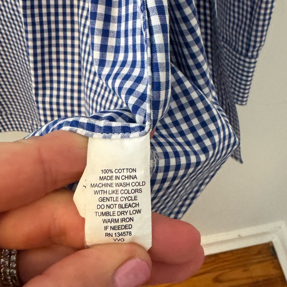 NWOT Men’s Vineyard Vines Slim Fit Gingham Poplin in Navy Blue&White - L - Picture 9 of 9